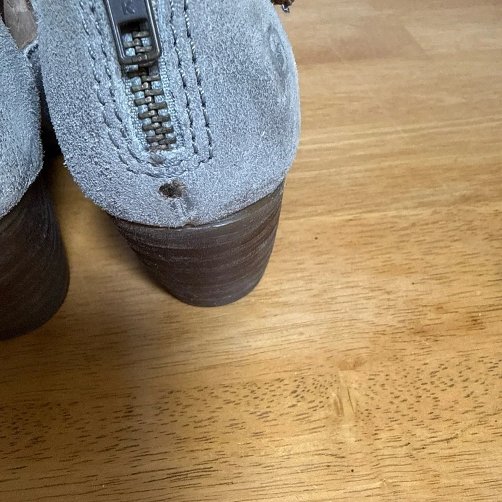 Born F36522 Gray Leather Suede Womens 2” Heel Booties 6.5